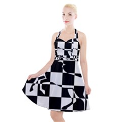 Chessboard Unicorn Halter Party Swing Dress 