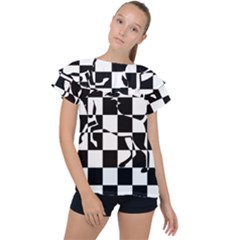 Chessboard Unicorn Ruffle Collar Chiffon Blouse