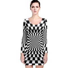 2 Color Checkered Square Tunnel Long Sleeve Bodycon Dress by ChastityWhiteRose