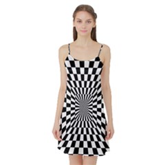 2 Color Checkered Square Tunnel Satin Night Slip