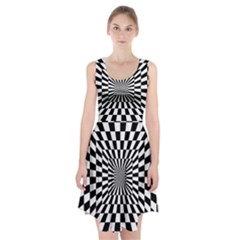 2 Color Checkered Square Tunnel Racerback Midi Dress