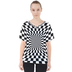 2 Color Checkered Square Tunnel V-neck Dolman Drape Top by ChastityWhiteRose