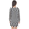 2 Color Checkered Square Tunnel Long Sleeve Chiffon Shift Dress  View2