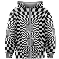 2 Color Checkered Square Tunnel Kids Zipper Hoodie Without Drawstring