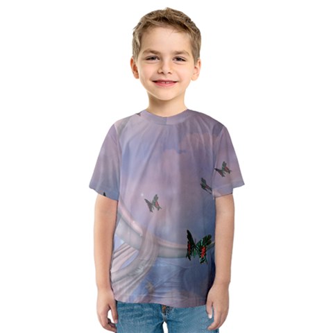 The Wonderful Moon With Butterflies Kids  Sport Mesh Tee by FantasyWorld7