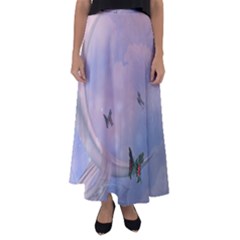 The Wonderful Moon With Butterflies Flared Maxi Skirt by FantasyWorld7