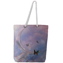 The Wonderful Moon With Butterflies Full Print Rope Handle Tote (large) by FantasyWorld7