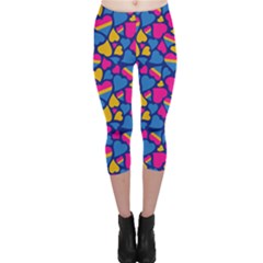 Pansexual Pride Hearts; A Cute Pan Pride Motif! Capri Leggings  by PrideMarks