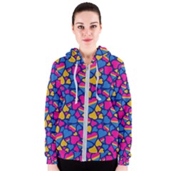 Pansexual Pride Hearts; A Cute Pan Pride Motif! Women s Zipper Hoodie by PrideMarks