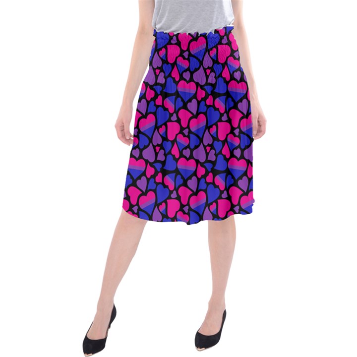 Bisexual Pride Hearts Midi Beach Skirt