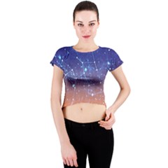 Abstract Pattern Color Design Crew Neck Crop Top by Celenk