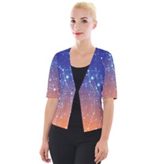 Abstract Pattern Color Design Cropped Button Cardigan