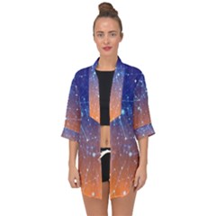 Abstract Pattern Color Design Open Front Chiffon Kimono by Celenk