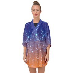 Abstract Pattern Color Design Half Sleeve Chiffon Kimono by Celenk