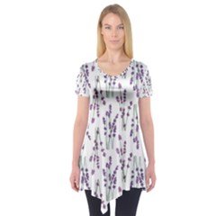 Flower Pattern Pattern Design Short Sleeve Tunic  by Celenk