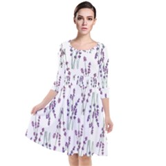 Flower Pattern Pattern Design Quarter Sleeve Waist Band Dress by Celenk