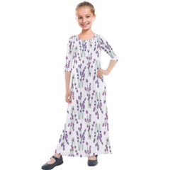 Flower Pattern Pattern Design Kids  Quarter Sleeve Maxi Dress