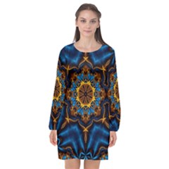 Pattern Abstract Background Art Long Sleeve Chiffon Shift Dress  by Celenk