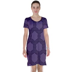 Hexagon Grid Geometric Hexagonal Short Sleeve Nightdress by Celenk