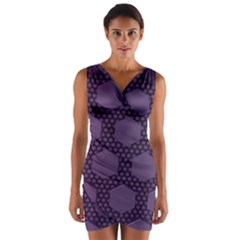 Hexagon Grid Geometric Hexagonal Wrap Front Bodycon Dress by Celenk