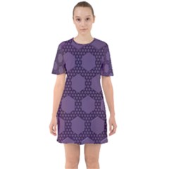 Hexagon Grid Geometric Hexagonal Sixties Short Sleeve Mini Dress by Celenk