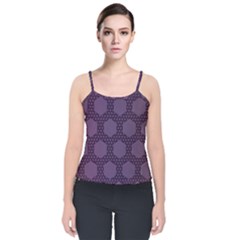 Hexagon Grid Geometric Hexagonal Velvet Spaghetti Strap Top by Celenk