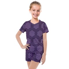 Hexagon Grid Geometric Hexagonal Kids  Mesh Tee And Shorts Set