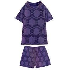 Hexagon Grid Geometric Hexagonal Kids  Swim Tee And Shorts Set