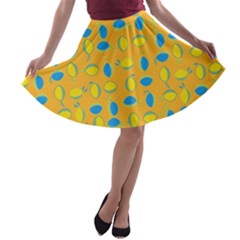 Lemons Ongoing Pattern Texture A-line Skater Skirt by Celenk