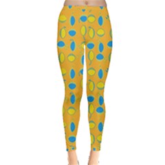 Lemons Ongoing Pattern Texture Inside Out Leggings by Celenk