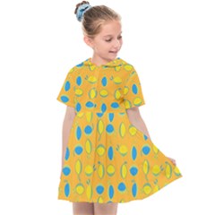 Lemons Ongoing Pattern Texture Kids  Sailor Dress by Celenk