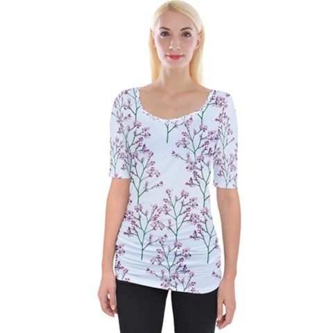 Flower Pattern Pattern Design Wide Neckline Tee by Celenk