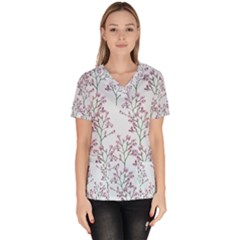 Flower Pattern Pattern Design Women s V-neck Scrub Top by Celenk