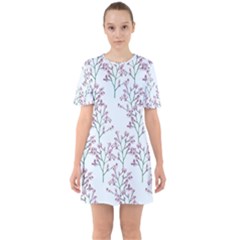 Flower Pattern Pattern Design Sixties Short Sleeve Mini Dress by Celenk