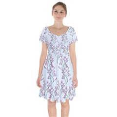 Flower Pattern Pattern Design Short Sleeve Bardot Dress by Celenk