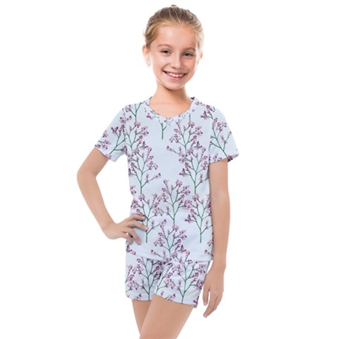 Flower Pattern Pattern Design Kids  Mesh Tee And Shorts Set by Celenk