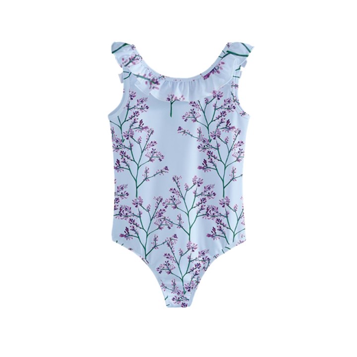 Flower Pattern Pattern Design Kids  Frill Swimsuit