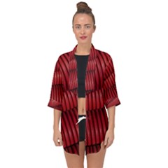 Tube Plastic Red Rip Open Front Chiffon Kimono by Celenk