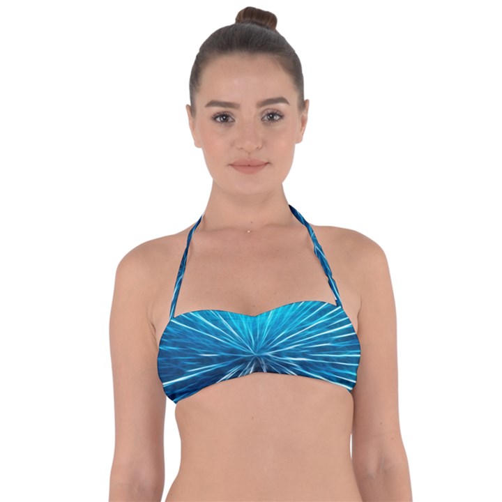 Background Structure Lines Halter Bandeau Bikini Top