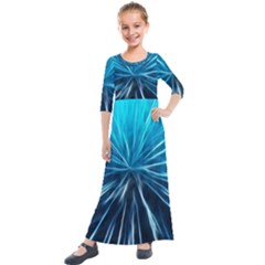 Background Structure Lines Kids  Quarter Sleeve Maxi Dress