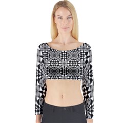 Fabric Design Pattern Color Long Sleeve Crop Top by Celenk