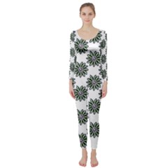 Graphic Pattern Flowers Long Sleeve Catsuit by Celenk