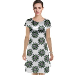 Graphic Pattern Flowers Cap Sleeve Nightdress by Celenk