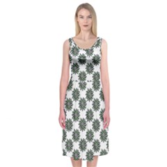 Graphic Pattern Flowers Midi Sleeveless Dress by Celenk