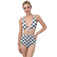 Graphic Pattern Flowers Tied Up Two Piece Swimsuit by Celenk