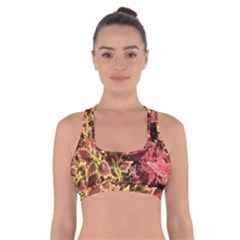 Plant Leaves Foliage Pattern Cross Back Sports Bra by Celenk