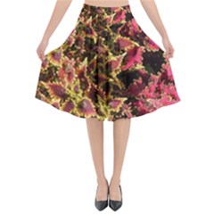 Plant Leaves Foliage Pattern Flared Midi Skirt by Celenk