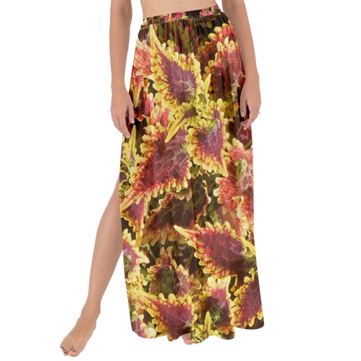 Plant Leaves Foliage Pattern Maxi Chiffon Tie-Up Sarong