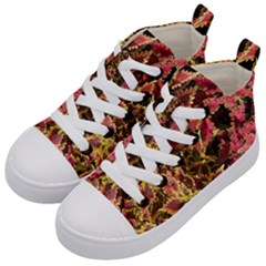 Plant Leaves Foliage Pattern Kid s Mid-top Canvas Sneakers by Celenk