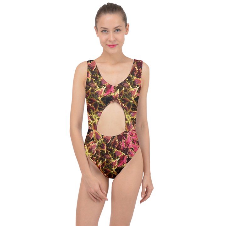 Plant Leaves Foliage Pattern Center Cut Out Swimsuit